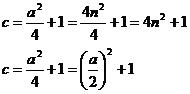 c=a^2/4 + 1